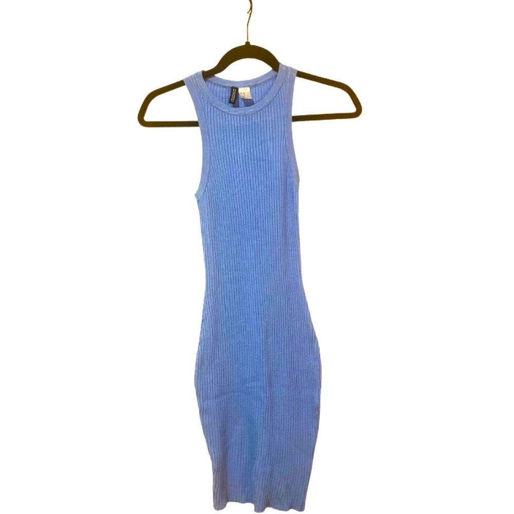 Baby Blue Ribbed Knit Tank Dress | Size XS